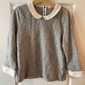 J. Crew Factory • Gray Knit Top with White Peter Pan Collar